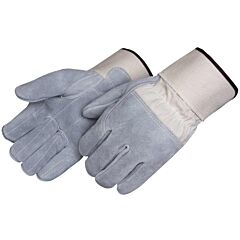 Liberty Safety 3511 Premium Side Split Fully Quilted Double Leather Palm & Fingers, 3/4 Split Leather Back, Kevlar® Thread Sewn, Reinforced Thumb, 2 3/4" White Rubberized Safety Cuff, Size Large
