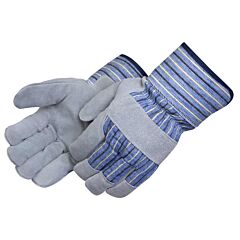 Liberty Safety 3650 Premium Select Shoulder Split Leather Palm Gloves, Red Jersey Foam Lined, Knuckle Strap, 2 1/2" Rubberized Safety Cuff, Size Large