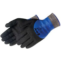 Liberty Safety 4925 "Z-Grip" Cut Resistant Gloves, Ansi A4, Salt/Pepper Shell, Fully Coated Blue Nitrile W/3/4 Black Nitrile Wave Finish Coated, Size Medium