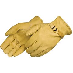 Liberty Safety 6004 Premium Grain Cowhide Leather Drivers Gloves, Pull Strap Back, Keystone Thumb, Unlined, Rolled Cuff, Size Small