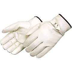 Liberty Safety 6124 Quality Grain Cowhide Leather Drivers Gloves, Pull Strap Back, Keystone Thumb, Unlined, Rolled Cuff, Size Large