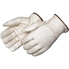 Liberty Safety 6217 Premium Grain Leather Drivers Gloves, Red Fleece Lined, Keystone Thumb, Shirred Elastic Back, Size Large