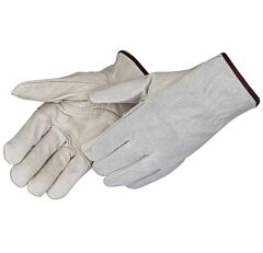Liberty Safety 6487 Economy Grain Cowhide Leather Patch Palm, Smoke Split Cowhide Leather Back, Keystone Thumb, Unlined, Shirred Elastic Back, Size Large