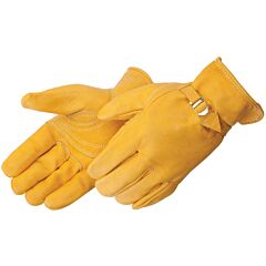 Liberty Safety 6504 Premium Grain Cowhide Leather Drivers Gloves, Kevlar Thread, Double Palm Patch, Pull Strap Back, Keystone Thumb, Unlined, Rolled Cuff, Size X-Small