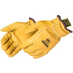 Liberty Safety 6892 Yellow Grain Goatskin Drivers Gloves, Twaron/Steel Lining Ansi A6, Wing Thumb, Shirred Elastic Back, Size 2X-Large