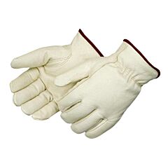 Liberty Safety 7217 Regular Grain Pigskin Drivers Gloves, Red Fleece Lined, Keystone Thumb, Shirred Elastic Back, Size Medium