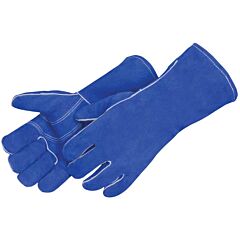 Liberty Safety 7344 Premium Side Blue Split Leather Welder Gloves, Reinforced Thumb And Palm, Kevlar® Thread Sewn, Wing Thumb, Full Sock Foam Lined, Size Large