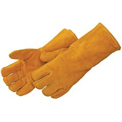Liberty Safety 7650A Premium Select Shoulder Bourbon Brown Split Leather Welder Gloves, Kevlar® Thread Sewn, Wing Thumb, Full Sock Lined, Size Large
