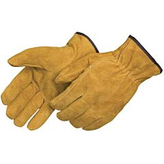 Liberty Safety 8440 Select Shoulder Bourbon Brown Split Leather Drivers Gloves, Straight Thumb, Unlined, Shirred Elastic Back, Size Small