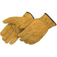 Liberty Safety 8447 Select Shoulder Bourbon Brown Split Leather Drivers Gloves, Keystone Thumb, Unlined, Shirred Elastic Back, Size Small