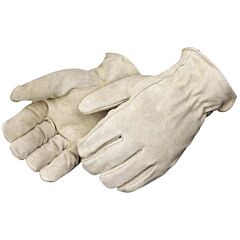 Liberty Safety 8544 Premium Side Tan Split Leather Drivers Gloves, 3M Thinsulate Lined, Keystone Thumb, Shirred Elastic Back, Rolled Cuff, Size Medium