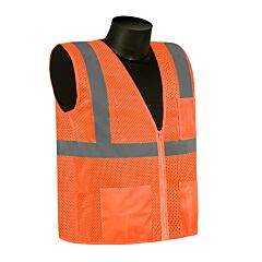 Liberty Safety C16003F Class 2 Safety Vest, Orange Mesh Fabric, 2" Silver Stripes, Zipper Closure, 2-Inside Pockets & Left Chest Pocket, Size 2X-Large
