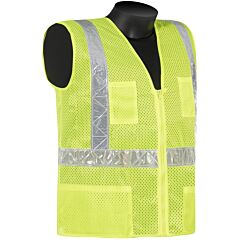 Liberty Safety C16802G Class 2 Safety Vest, Lime Green Mesh Fabric, 2" Yellow Stripes, Zipper Closure, 4-Outside Pockets & 2-Inside Pockets, Size 3X-Large
