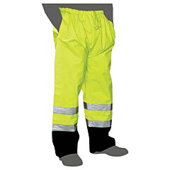Liberty Safety C16920Gb Class E Lime Green Rain Pants, 2" Level 2 Stripes, Elastic Waist With Drawstring, 2-Hip Pockets, Black Bottom, Size 3X-Large