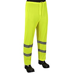 Liberty Safety C16925G Class E Lime Green Mesh Pants, 2" Level 2 Stripes, Elastic Waist With Drawstring, Size Medium/Large