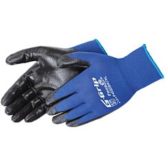 Liberty Safety F4030Bk 13 Gauge, 100% Blue Polyester Shell Gloves, Black Foam Nitrile Palm, Vend Packed, Size X-Small