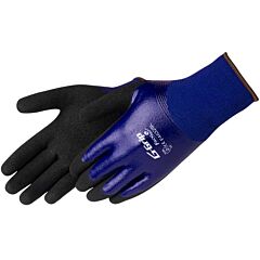 Liberty Safety F4632Bl 18 Gauge, Blue Nylon/Spandex Shell Gloves, Fully Coated Blue Nitrile, Black Sandy Nitrile Palm Coated, Size Medium