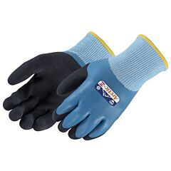 Liberty Safety F4922 "Arctic-Z" Cut Resistant Gloves, Ansi A4, Shell With Acrylic Liner, Fully Coated Blue Latex Coated, Black Sandy Latex Palm Coated, Size X-Large