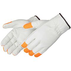 Liberty Safety H6137F Standard Grain Cowhide Leather Drivers Gloves, Orange Finger Tips, Keystone Thumb, Unlined, Shirred Elastic Back, Size 2X-Large