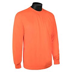 Liberty Safety N16700F Hivizgard Long Sleeve T-Shirt, Orange Open Weave Mesh Fabric, Chest Pocket, Size Medium