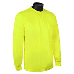 Liberty Safety N16700G Hivizgard Long Sleeve T-Shirt, Lime Green Open Weave Mesh Fabric, Chest Pocket, Size Large