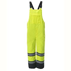 Cordova Bib401-L Reptyle™ Class E, Lime Bib Pants, Quilted Lining, Segmented Reflective Tape On Black Contrasting Stripes, Pu Coated Polyester Shell, Black Legs With Hook & Loop Adjustment, Adjustable Suspenders, Size Large