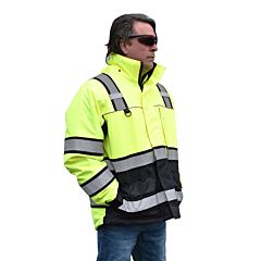 Cordova Pk401-M Reptyle™ Class 3, Lime Parka, Quilted Lining, Segmented Reflective Tape On Black Contrasting Stripes, Size Medium