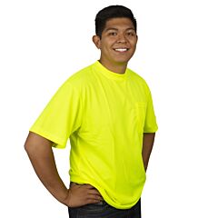 Cordova V1314Xl Cor-Brite™ Type O, Non-Rated, Lime Birdseye Mesh T-Shirt, Short Sleeves, Chest Pocket, Size 4X-Large