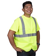Cordova V211Pm Class 2, Lime Mesh Vest, Hook & Loop Closure, 2-Inch Silver Reflective Tape, Size Medium