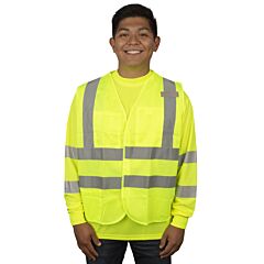 Cordova V231Pfr4Xl Class 2, Limited Fr Lime Mesh Vest, Hook & Loop Closure, 2-Inch Silver Reflective Tape, One Inside Lower Pocket & One Outside Chest Pocket, Outside 3-Division Pen Pocket, Mic Tab, Size 4X-Large