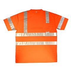Cordova V4302Xl Cor-Brite™ Class 3, Orange Birdseye Mesh T-Shirt, Short Sleeves, Chest Pocket, 2-Inch Silver Reflective Tape, Size 2X-Large
