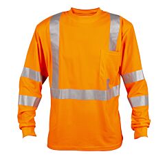 Cordova V5105Xl Cor-Brite™ Class 3, Orange Birdseye Mesh T-Shirt, Long Sleeves, Chest Pocket, 2-Inch Silver Reflective Tape, Size 5X-Large