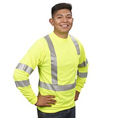 Cordova V5114Xl Cor-Brite™ Class 3, Lime Birdseye Mesh T-Shirt, Long Sleeves, Chest Pocket, 2-Inch Silver Reflective Tape, Size 4X-Large