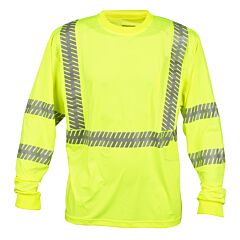 Cordova V511Xl Cor-Brite™ Class 3, Lime Birdseye Mesh T-Shirt, Long Sleeves, Chest Pocket, 2-Inch Silver Reflective Tape, Size X-Large