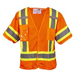Cordova Vb3200Frl Class 3, Limited Fr, 5-Point Breakaway Vest, Orange Mesh, Clear Radio Pocket/Badge Holder, Chest Pocket, Two Inside Lower Pockets, Dual Mic Tabs, Two-Tone Reflective Tape, Size Large