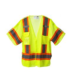 Cordova Vb3201Fr2Xl Class 3, Limited Fr, 5-Point Breakaway Vest, Lime Mesh, Clear Radio Pocket/Badge Holder, Chest Pocket, Two Inside Lower Pockets, Dual Mic Tabs, Two-Tone Reflective Tape, Size 2X-Large