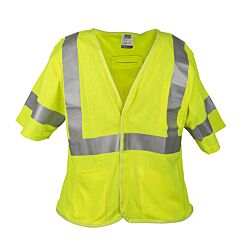 Cordova Vmfr3014Xl Cor-Brite™ Class 3, Fr Modacrylic Lime Mesh Vest, 6.1 Oz. Modacrylic/Cotton Mesh, Hook & Loop Closure, 2-Inch Reflective Tape, One Outside Lower Pocket, One Inside Lower Pocket, One Inside Chest Pocket, D-Ring Access, Size 4X-Large