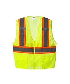 Cordova Vs273Pl Class 2, Lime Mesh Surveyors Vest, Zipper Closure, Two-Tone, Pockets: Two Outside Chest, Two Outside Lower, Two Inside Lower, Mic Tabs, Size Large