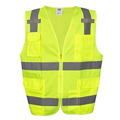 Cordova Vs280Xl Class 2, Orange Surveyors Vest, Solid Front And Mesh Back, 2-Inch Silver Reflective Stripes, Zipper Closure, Multiple Pockets For Pad/Pen, Radio/Phone, Flashlight, Dual Mic Tabs, Size X-Large