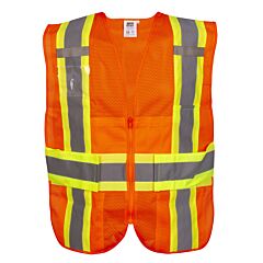Cordova Vs290P2Xl/5Xl Class 2, Orange Mesh Expandable Vest, Two-Tone, Multiple Pockets, Dual Mic Tabs, Badge Holder