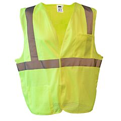 Cordova Vx211Pm Class 2, Lime Mesh Vest, Hook & Loop Closure, 2-Inch Silver Reflective Tape, X-Pattern On Back, Pockets: One Outside Chest, One Inside Lower, Size Medium