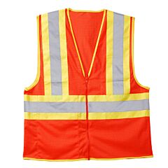 Cordova Vz250Pl Class 2, Orange Mesh Vest, Zipper Closure, Two-Tone Contrasting Trim/Reflective Tape, Inside Lower Pocket, Size Large
