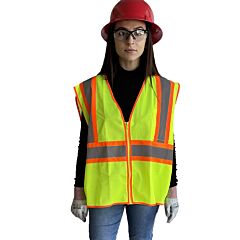 Cordova Vz251Ps Class 2, Lime Mesh Vest, Zipper Closure, Two-Tone Contrasting Trim/Reflective Tape, Inside Lower Pocket, Size Small