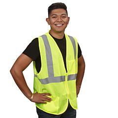 Cordova Vz261Pm Class 2, Lime Mesh Vest, Zipper Closure, 2-Inch Silver Reflective Tape, Chest Pocket, Lower Inside Pocket, Size Medium