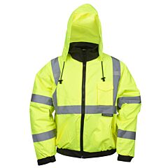 Cordova J221-Xl Reptyle™ Class 3 Lime Bomber Jacket, Pu Coated Polyester Shell, Attached Quilted Lining, Size X-Large