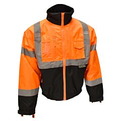 Cordova J300-2Xl Reptyle™ Class 3 Orange 3-In-1 Bomber Jacket, Pu Coated Polyester Shell, Zip-Out Fleece Jacket, Black Front Panel, Size 2X-Large