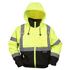 Cordova J301-5Xl Reptyle™ Class 3 Lime 3-In-1 Bomber Jacket, Pu Coated Polyester Shell, Zip-Out Fleece Jacket, Black Front Panel, Size 5X-Large