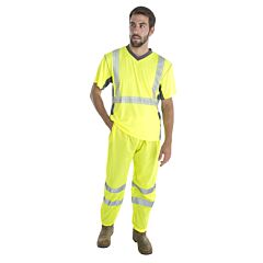 Cordova P101L/Xl Cor-Brite™ Class E, Lime Mesh Pants, 2-Inch Silver Reflective Tape, Elastic Waist With Drawstring And Barrel Closure, Hook & Loop Ankle Closures, Back Pocket , Size Large/X-Large