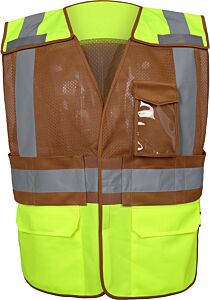 Gss Safety 1816 Type P Class 2 Public Safety Vest With Adjustable Waist, Brown, Size Medium/X-Large