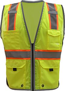 Gss Safety 1703 Class 2 Hype-Lite Safety Vest W/Black Side, Lime, Size Medium